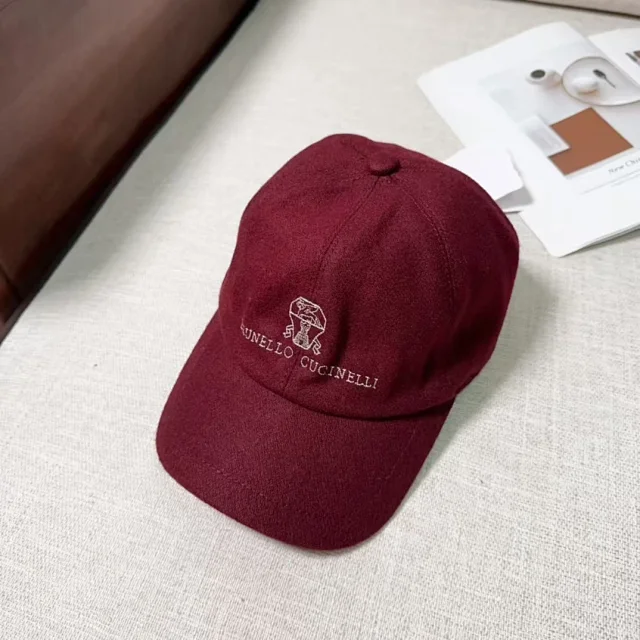 Brunello Cucinelli Hats Embroidered Logo Wool Baseball Cap product detail image 9