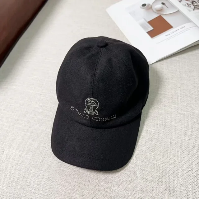 Brunello Cucinelli Hats Embroidered Logo Wool Baseball Cap product detail image 11