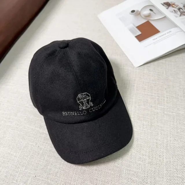 Brunello Cucinelli Hats Embroidered Logo Wool Baseball Cap product detail image 12
