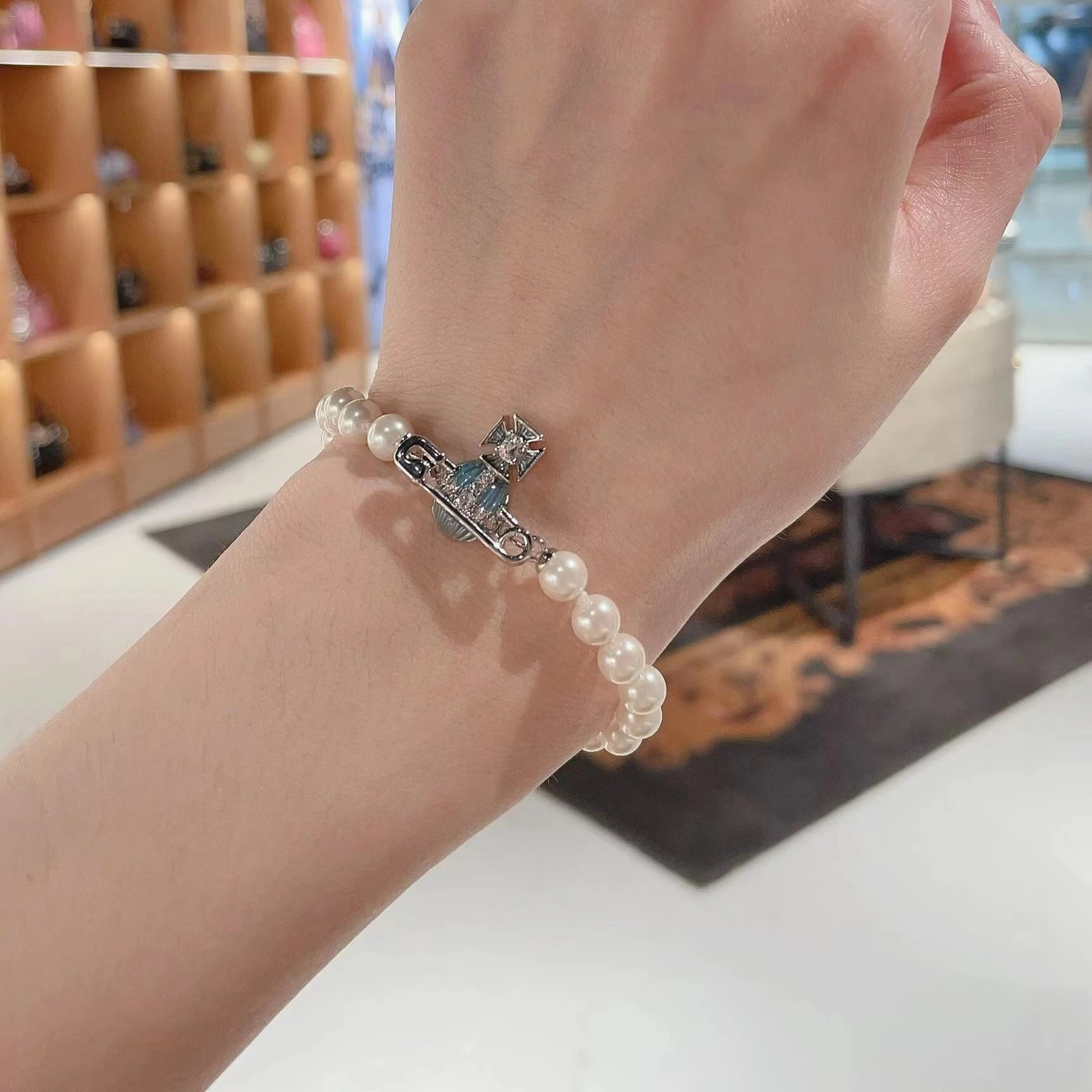 Vivienne Westwood Pearl White Orb Charm Bracelet