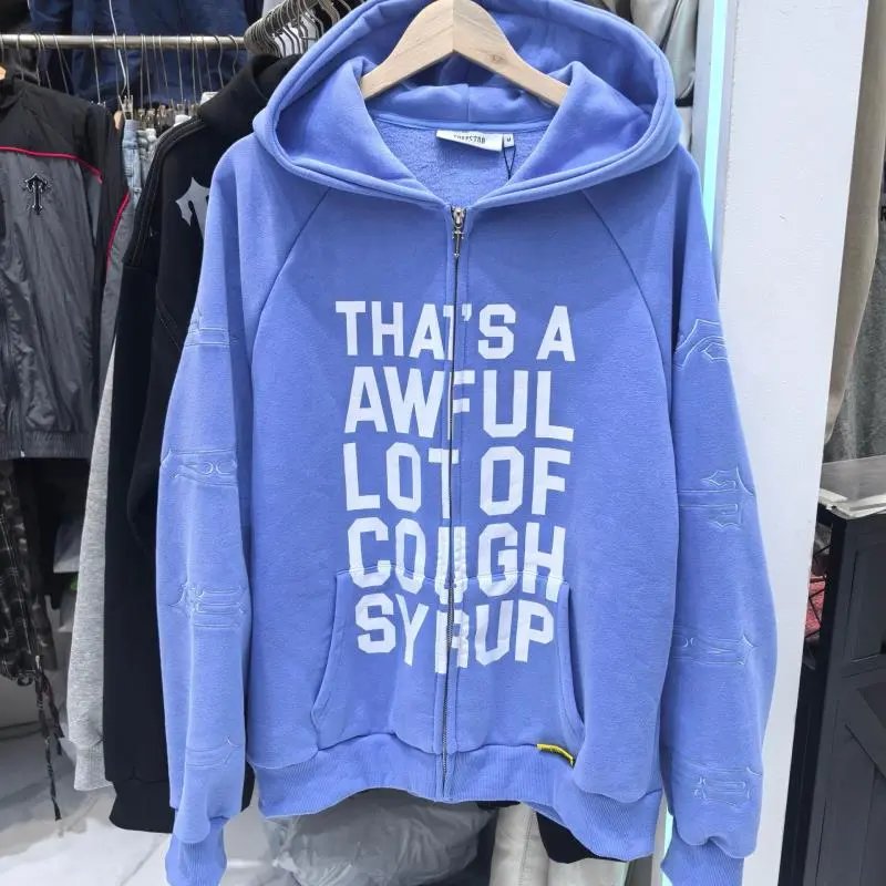Cough Syrup That's A Awful Lot Of Cough Syrup Black Graphic Zip-Up Hoodie