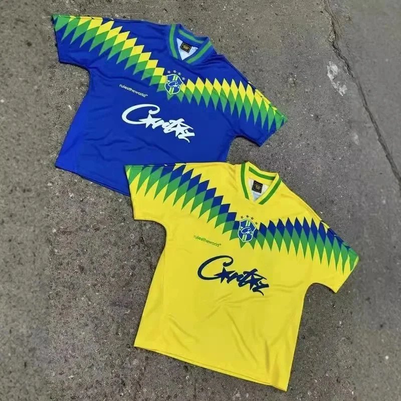 Brazil National Team 1994 Retro Soccer Jersey Blue Yellow Diamond Pattern