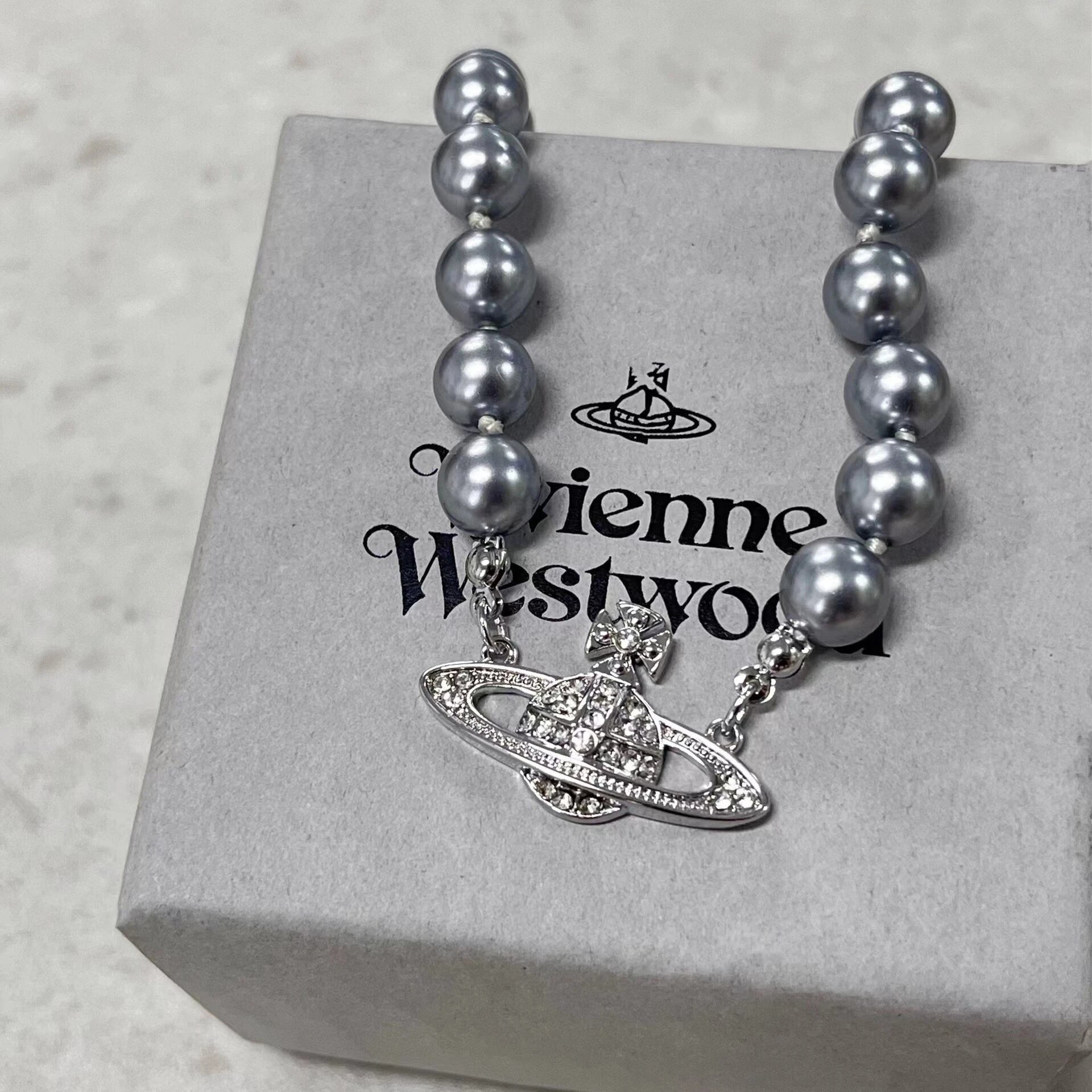 Vivienne Westwood Pearl Grey Orb Charm Bracelet
