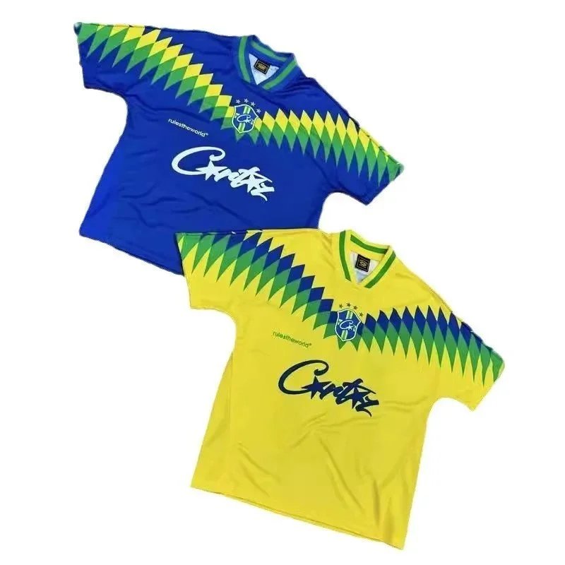 Brazil National Team 1994 Retro Soccer Jersey Blue Yellow Diamond Pattern