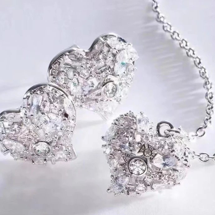 Vivienne Westwood Heart Silver Crystal Statement Earrings