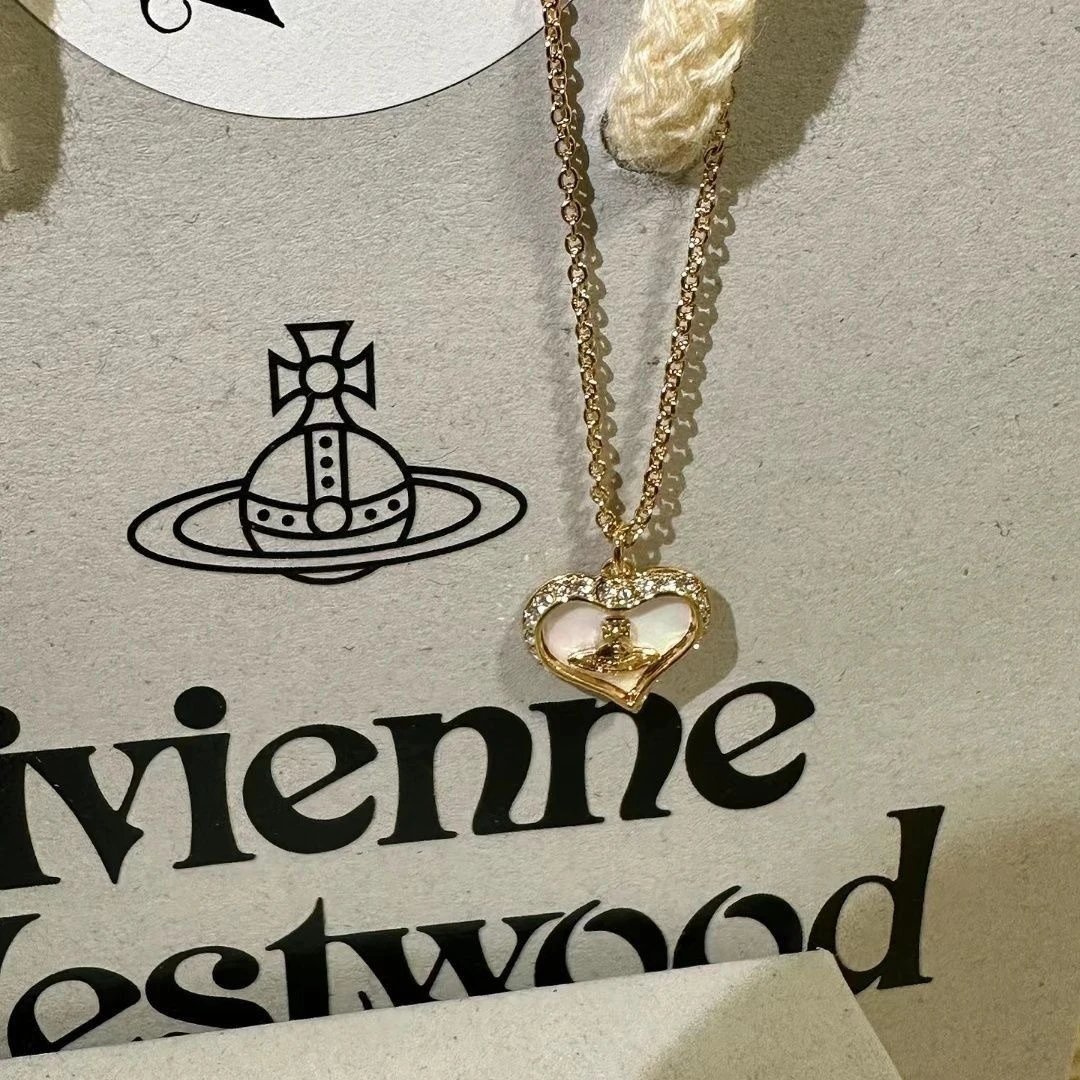 Vivienne Westwood Heart Mother Of Pearl Pendant Necklace