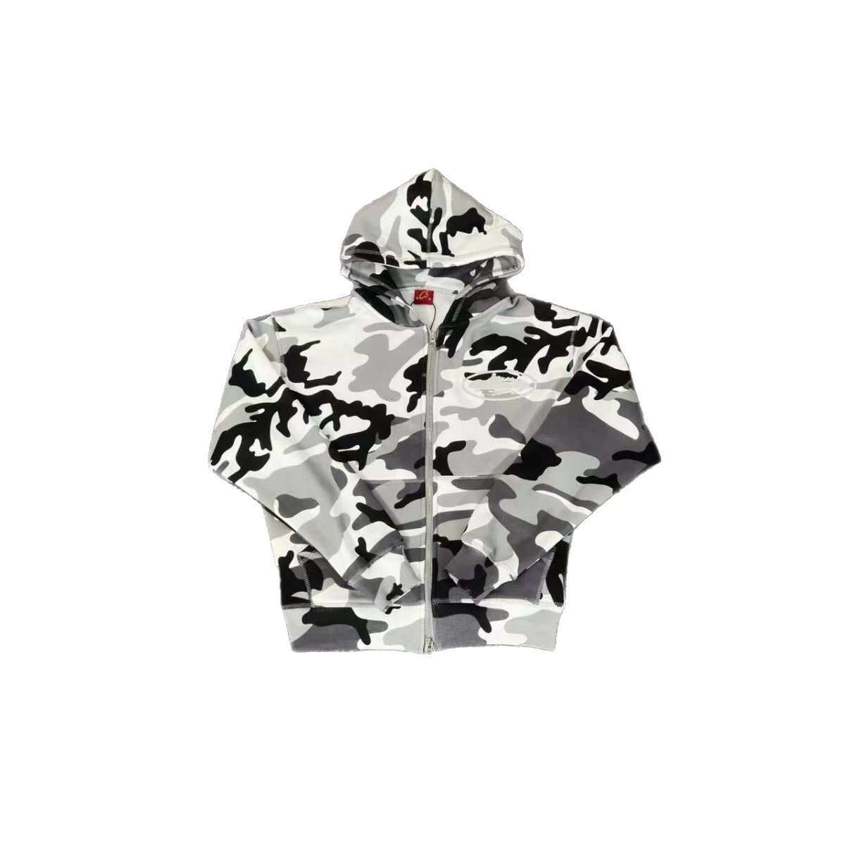 Camouflage Hooded Sweatshirt Gray Black White Urban Streetwear