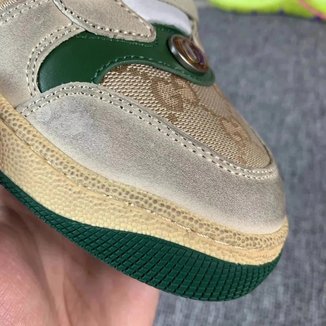 Gucci Ace Beige Green Red Web Striped Sneakers