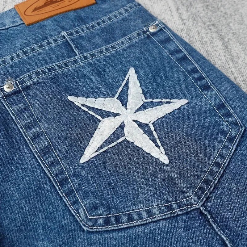 Denim Genes Star Embroidery Blue Classic Denim Shorts