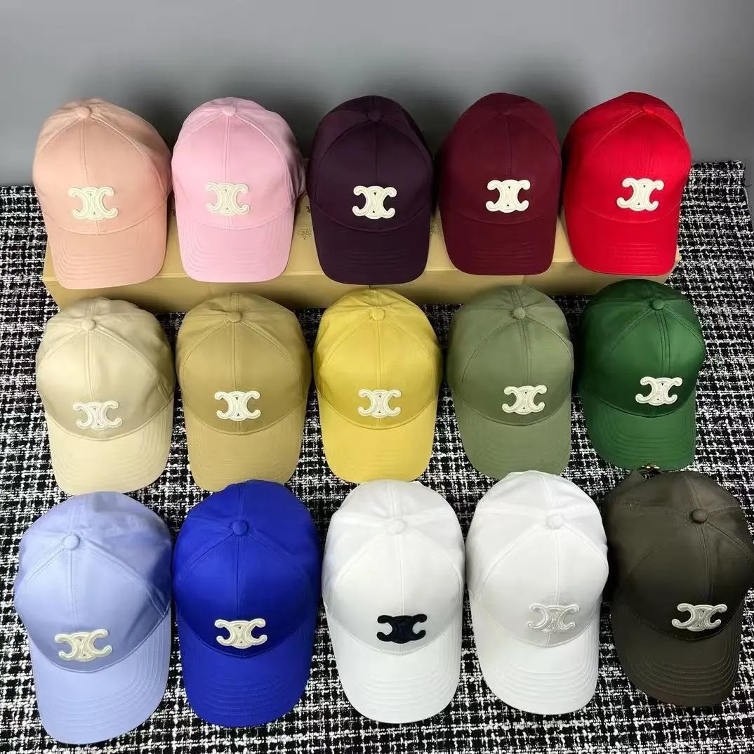 Celine Logo Embroidered Beige Pink Purple Burgundy Red Khaki Yellow Olive Green Light Blue Royal Blue White Black Baseball Cap
