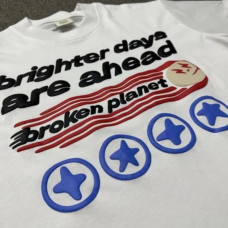 Broken Planet White Graphic Print Streetwear T-Shirt