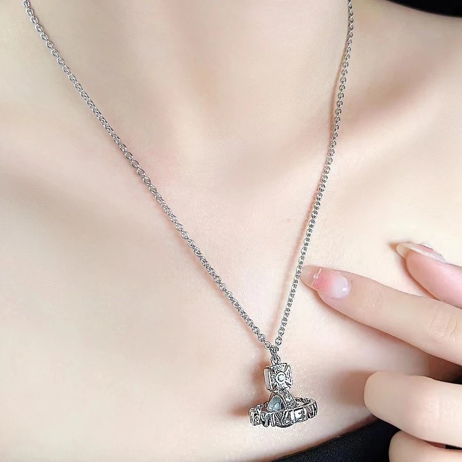 Vivienne Westwood Orb Silver Crystal Punk Necklace