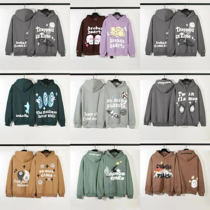 Cosmic Print Hooded Sweatshirt Assorted Colors Streetwear