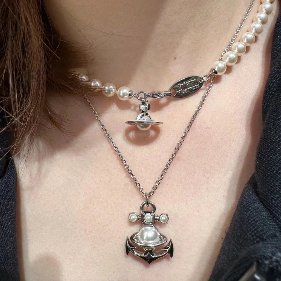 Vivienne Westwood Orb Pearl Gold Chain Necklace