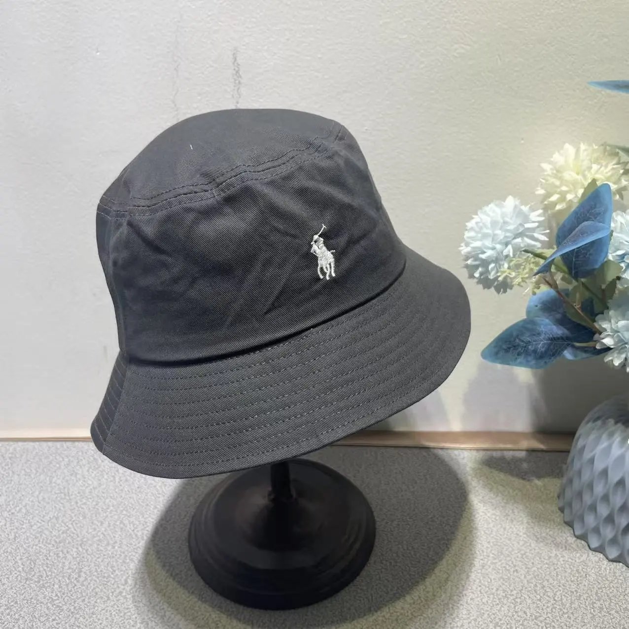 Polo Ralph Lauren Hats Embroidered Pony Bucket Hat — Dark gray