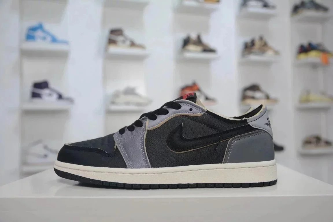 Nike Air Jordan 1 Black Grey Neutral Low Sneakers