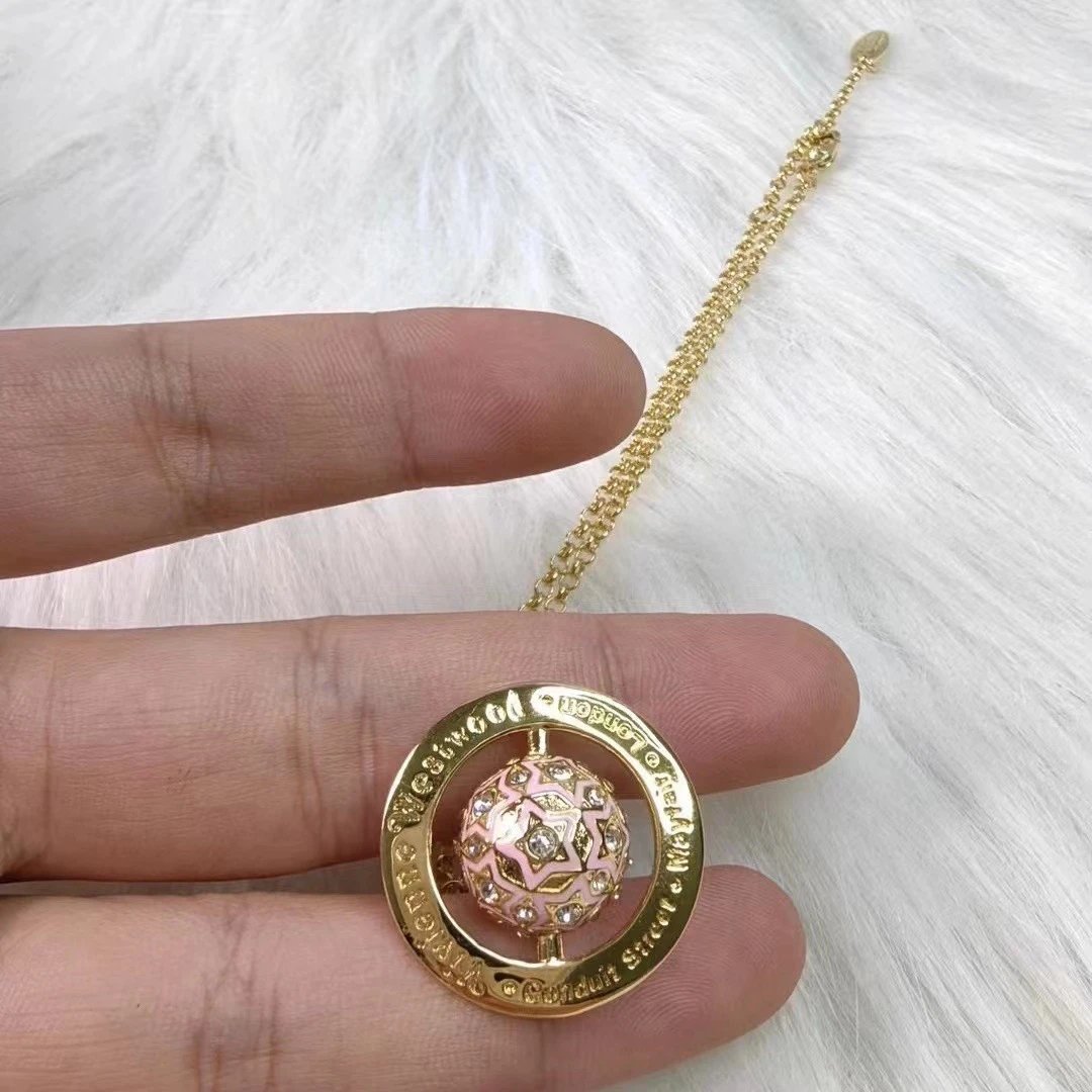 Vivienne Westwood Orb Pink Gold-Tone Pendant Necklace