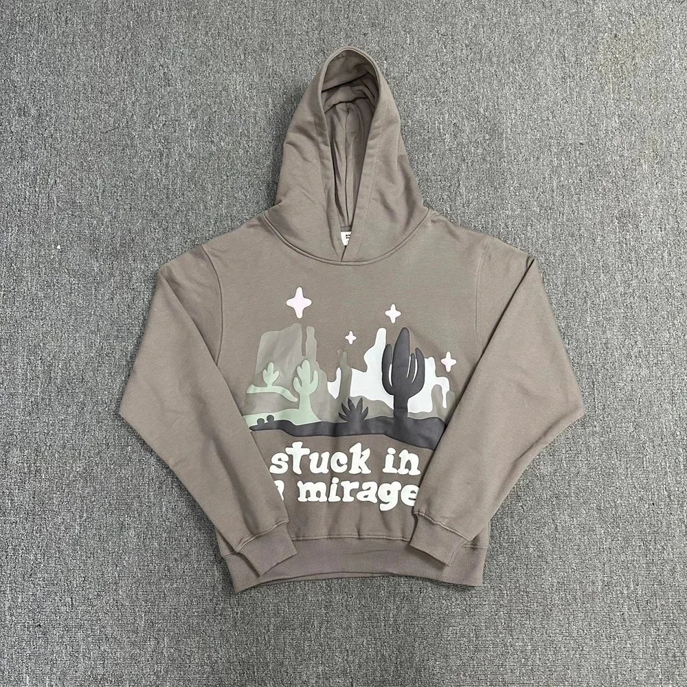 Space Theme Cropped Hoodie Black Brown Beige Yellow Gray Graphic Streetwear