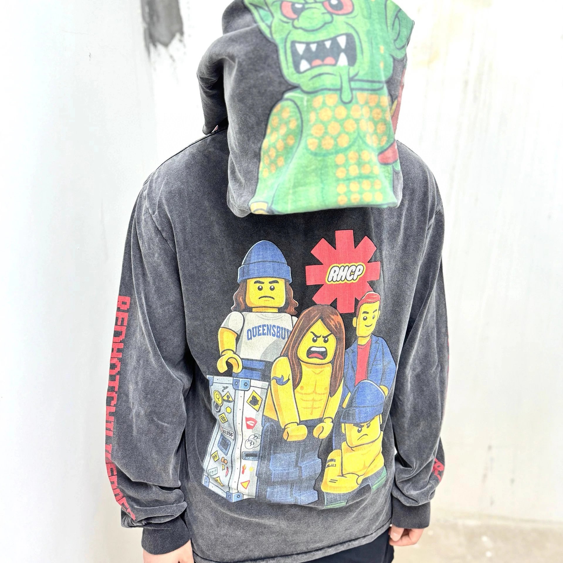 Velvet Hoodie Gray Lego Red Hot Chili Peppers Graphic Streetwear