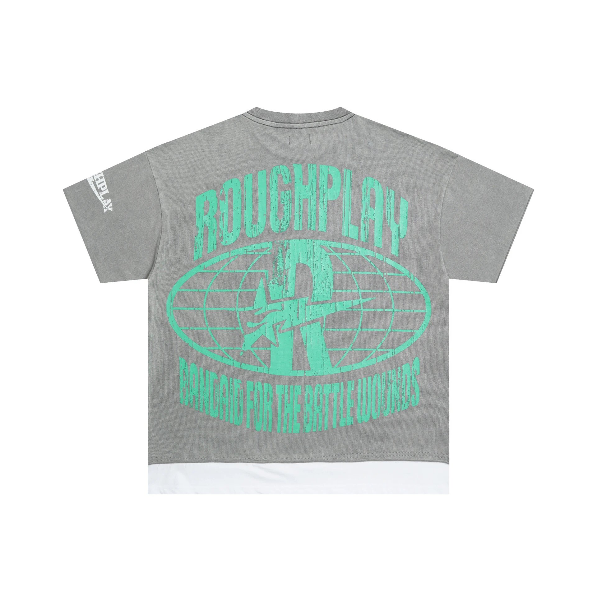 Roughplay Graphic Print Gray Oversized T-Shirt