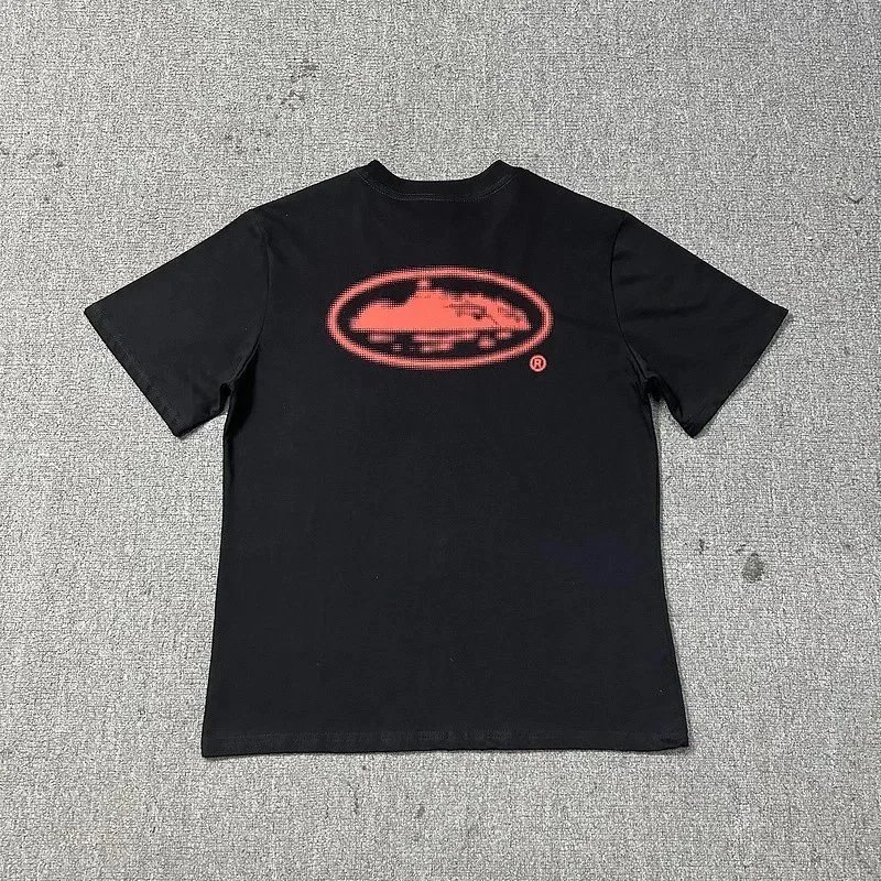 Oval Logo Graphic T-Shirt White Black Blue Red Casual