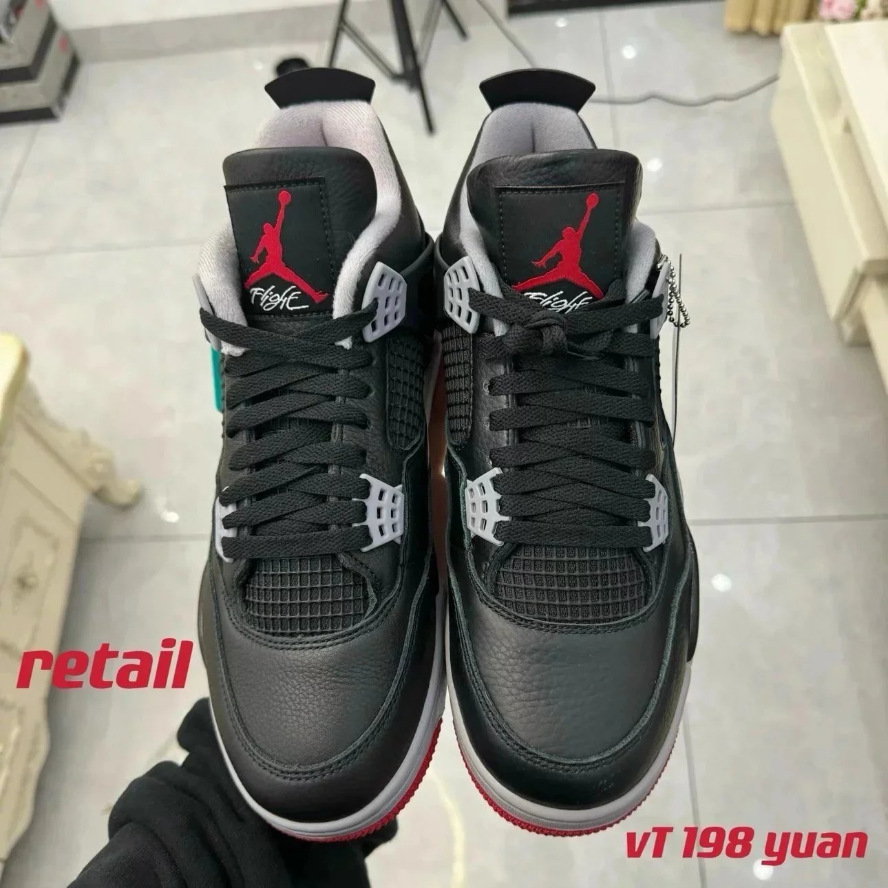 Nike Air Jordan 4 Black Red White Retro Basketball Sneakers