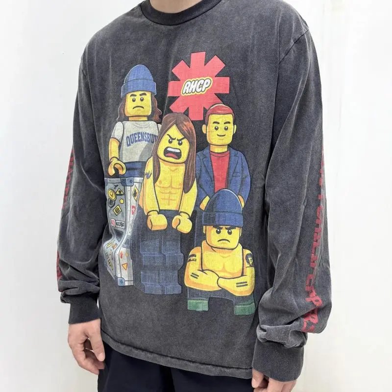 Velvet Hoodie Gray Lego Red Hot Chili Peppers Graphic Streetwear
