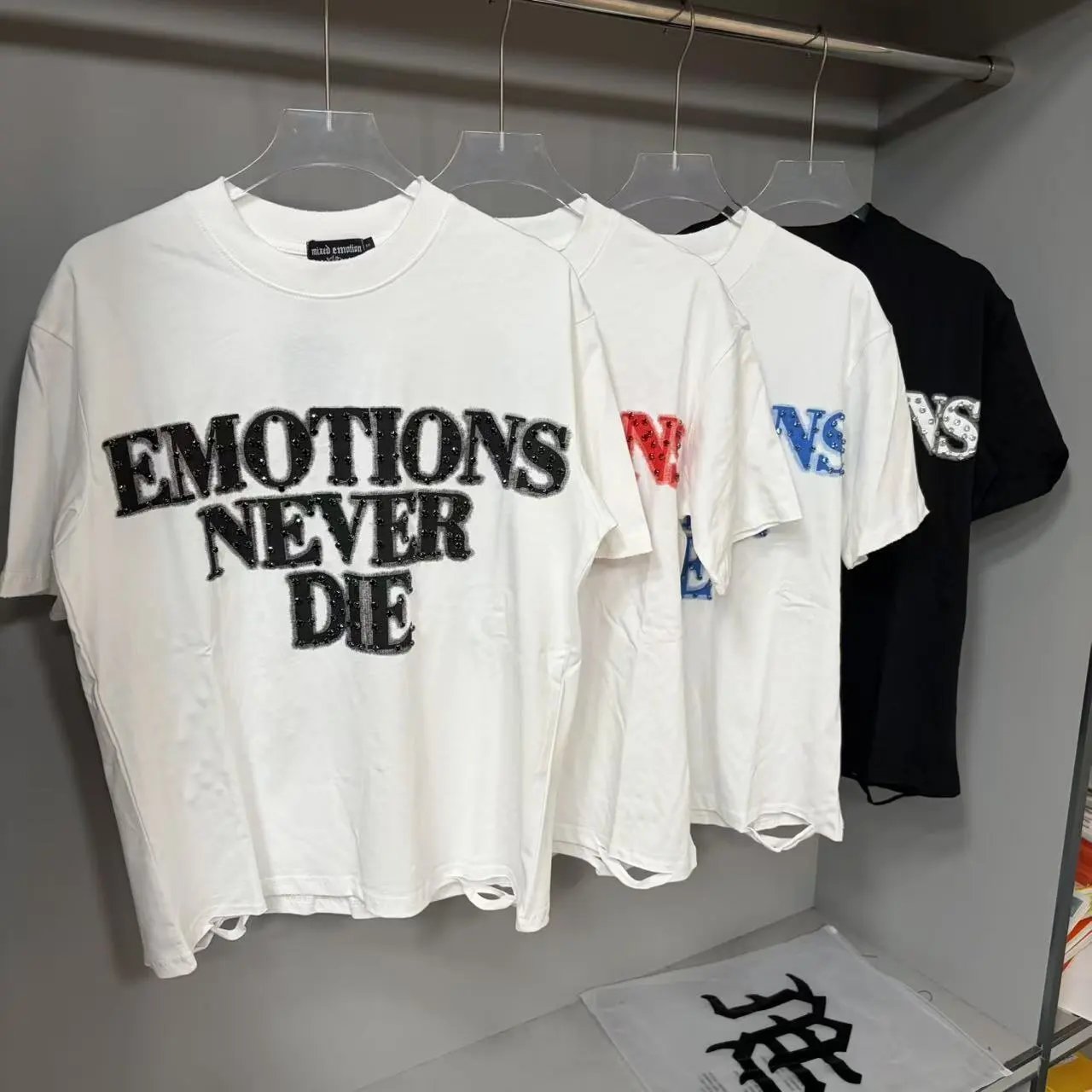 Mixed Emotion T-Shirts Rhinestone Emotions Never Die Graphic image 2
