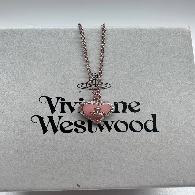 Vivienne Westwood Heart Silver Rhinestone Pendant Necklace