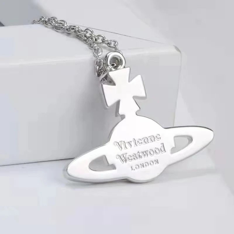 Vivienne Westwood Orb Red Crystal Silver Chain Necklace
