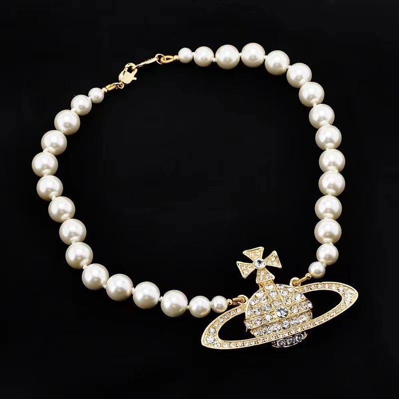 Vivienne Westwood Pearl White Gold-Tone Orb Pendant Necklace