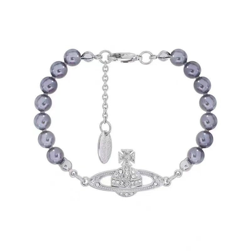 Vivienne Westwood Orb Grey Pearl Crystal Bracelet