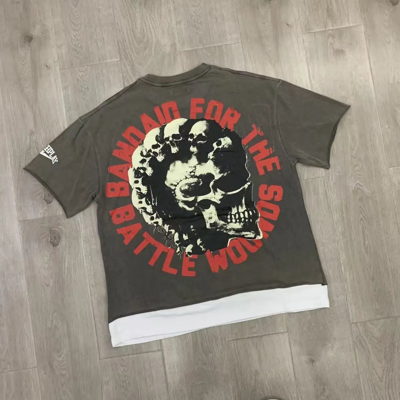 Everlast Bandaid For The Battle Wounds Olive Green Graphic Oversized T-Shirt