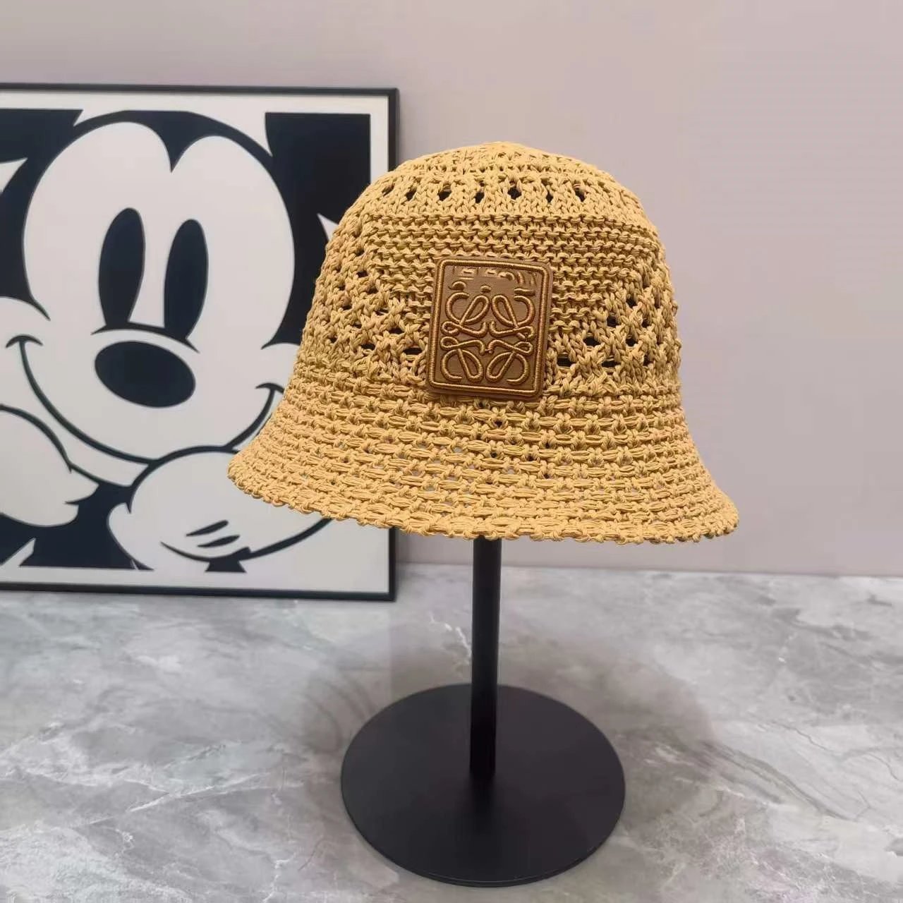Crochet Bucket Hat Beige Blue Red Tan Black Bohemian