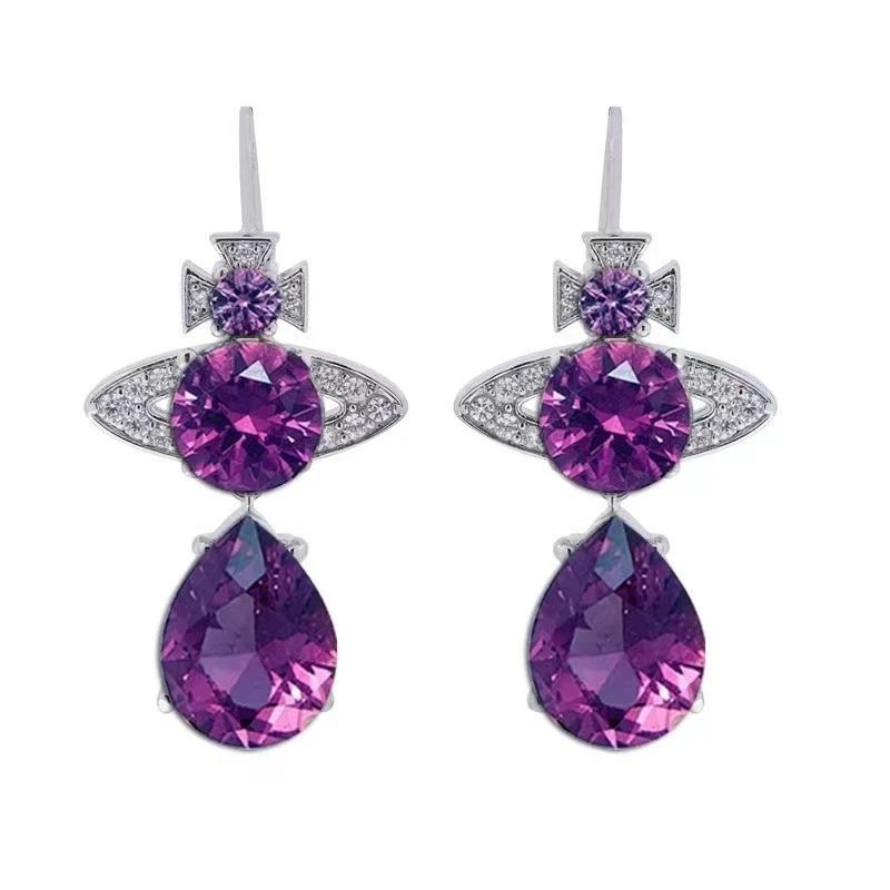 Vivienne Westwood Orb Gold Clear Crystal Drop Earrings