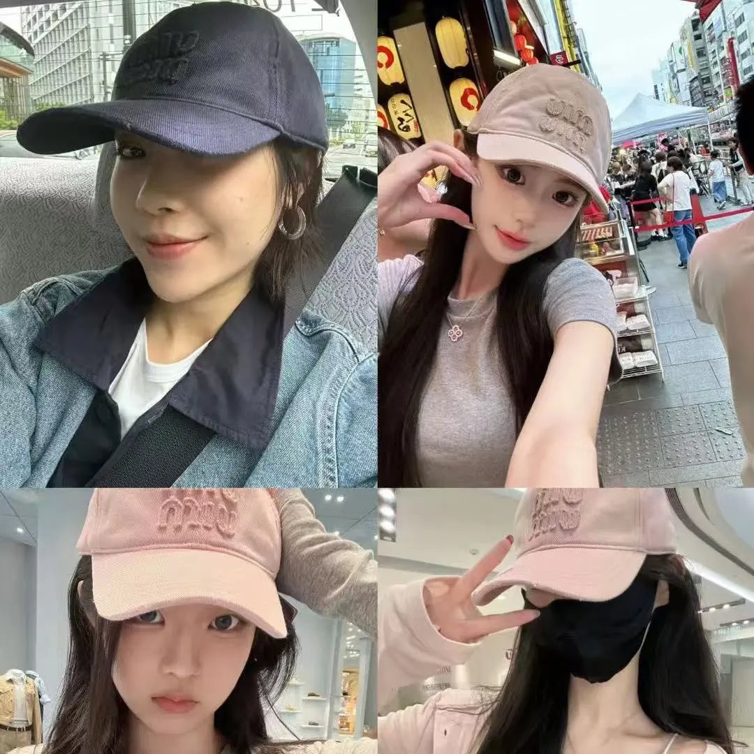 Cotton Baseball Cap Pink Embroidered Casual Hat