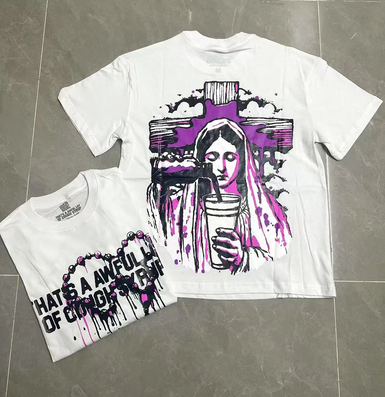 Unbranded T-Shirts Graphic Print Crew Neck — TS25-White