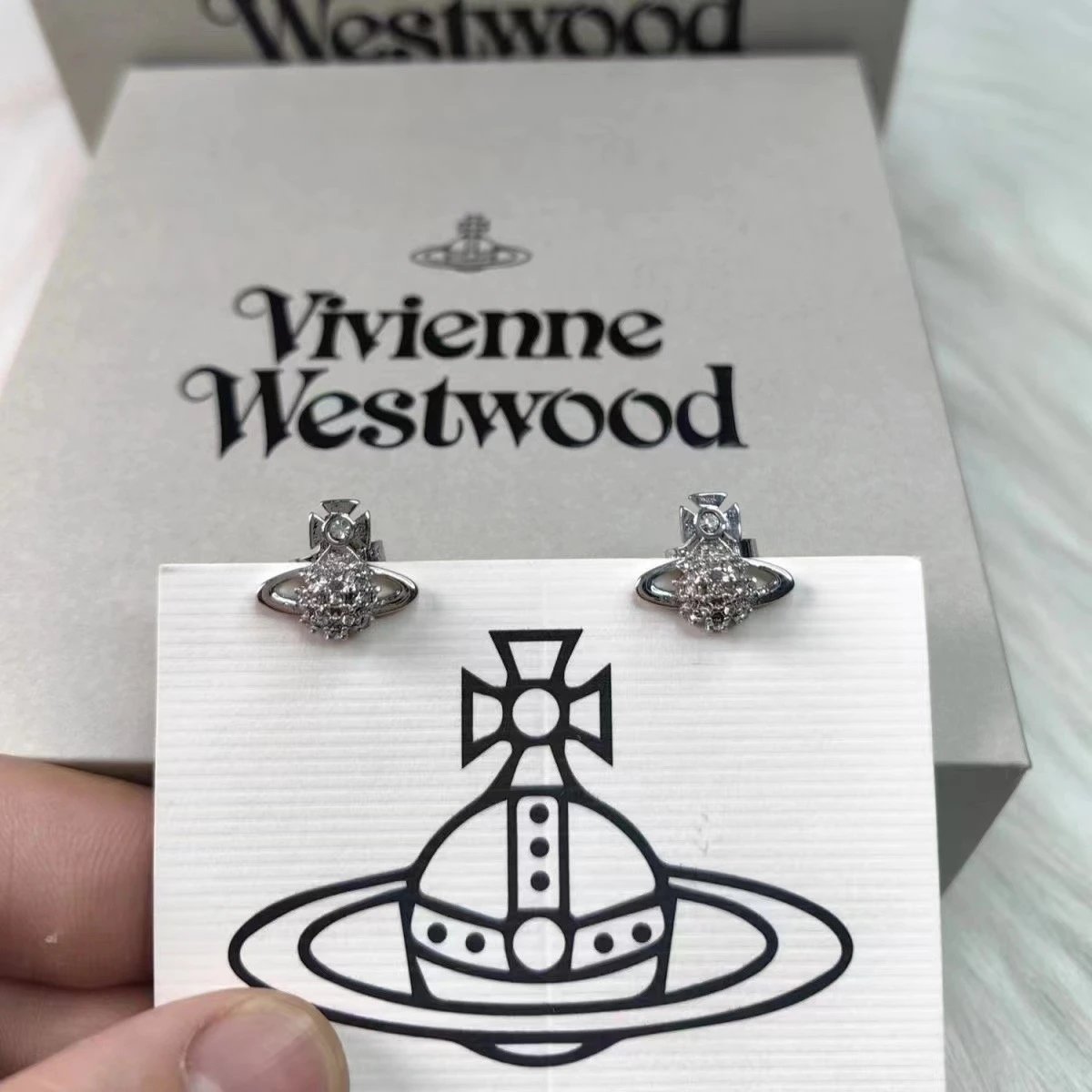 Vivienne Westwood Orb Gold Crystal Stud Earrings