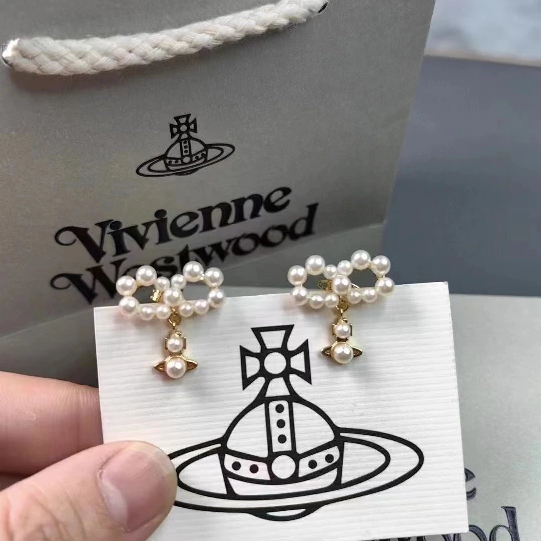 Vivienne Westwood Pearl Orb Gold Silver Statement Earrings