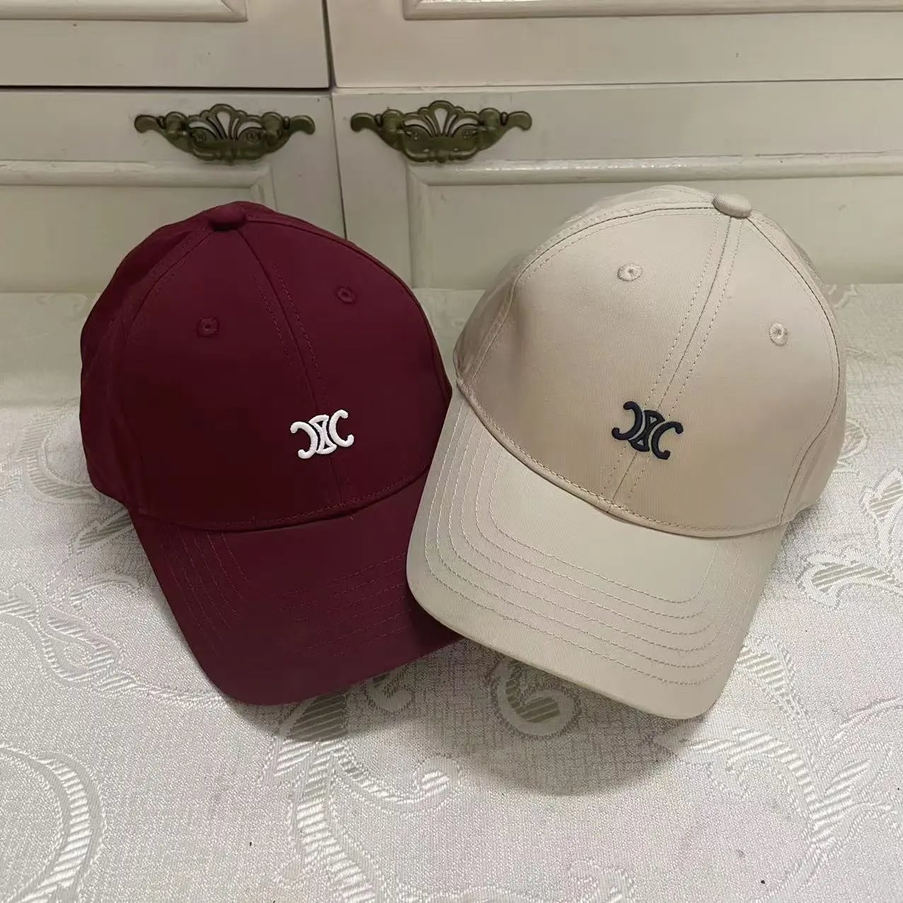 XC Logo Embroidered Navy Beige Brown Pink Maroon White Casual Baseball Cap