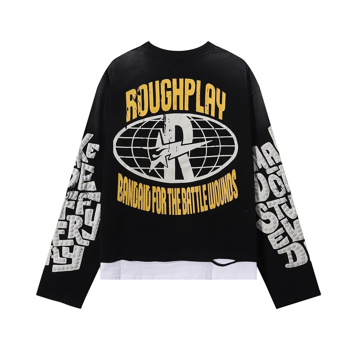 Roughplay Bandai For The Battle Wounds Black Graphic Oversized T-Shirt