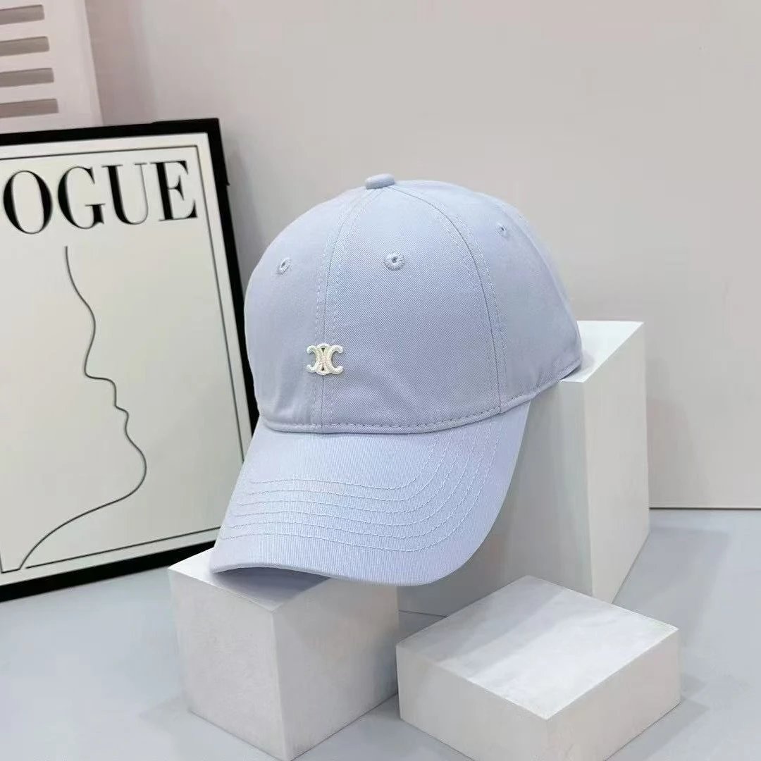 Black Cotton Baseball Cap with White Logo Embroidery Casual Style