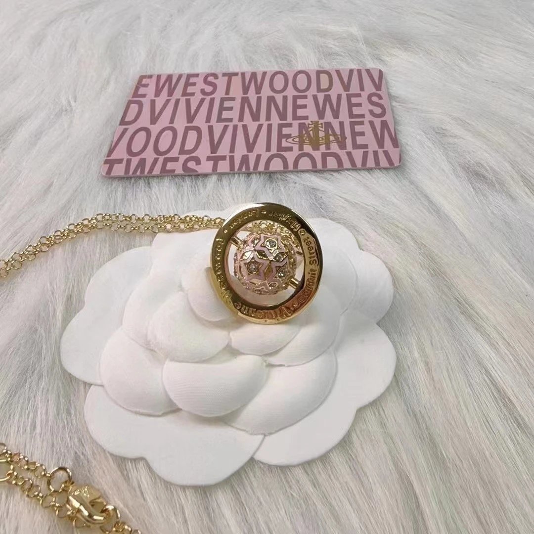 Vivienne Westwood Orb Pink Gold-Tone Pendant Necklace