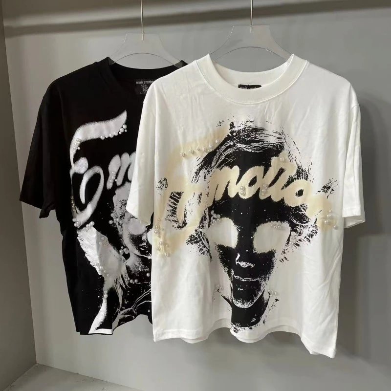Mixed Emotions T-Shirts Graphic rhinestone T-shirt — EM 20#white