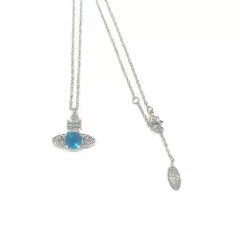 Vivienne Westwood Orb Silver White Crystal Pendant Necklace