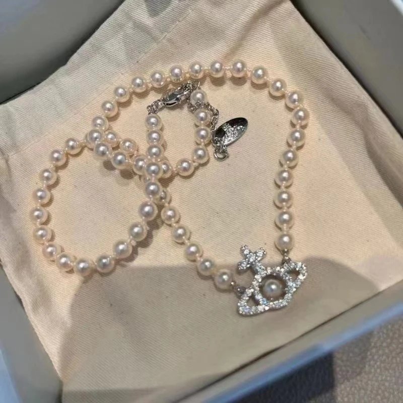 Vivienne Westwood Pearl Orb Silver Crystal Bracelet