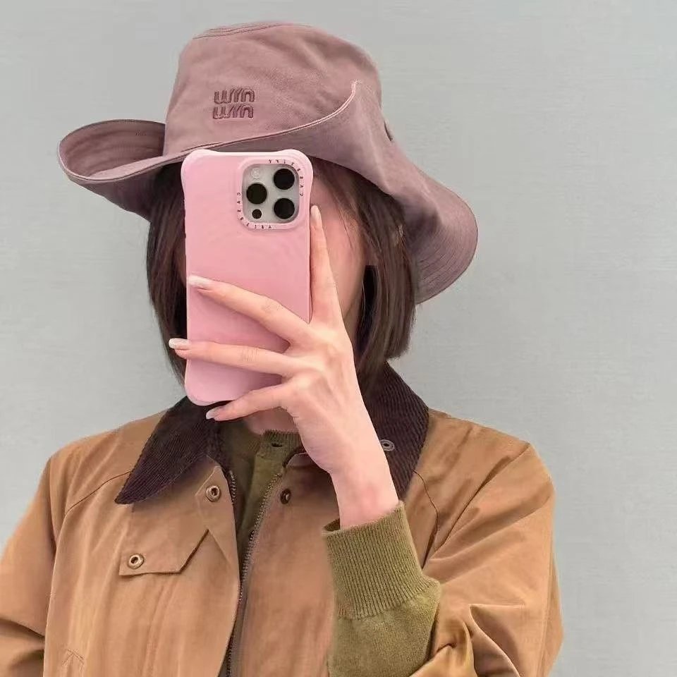 Miu Miu Beige Pink Embroidered Bucket Hat