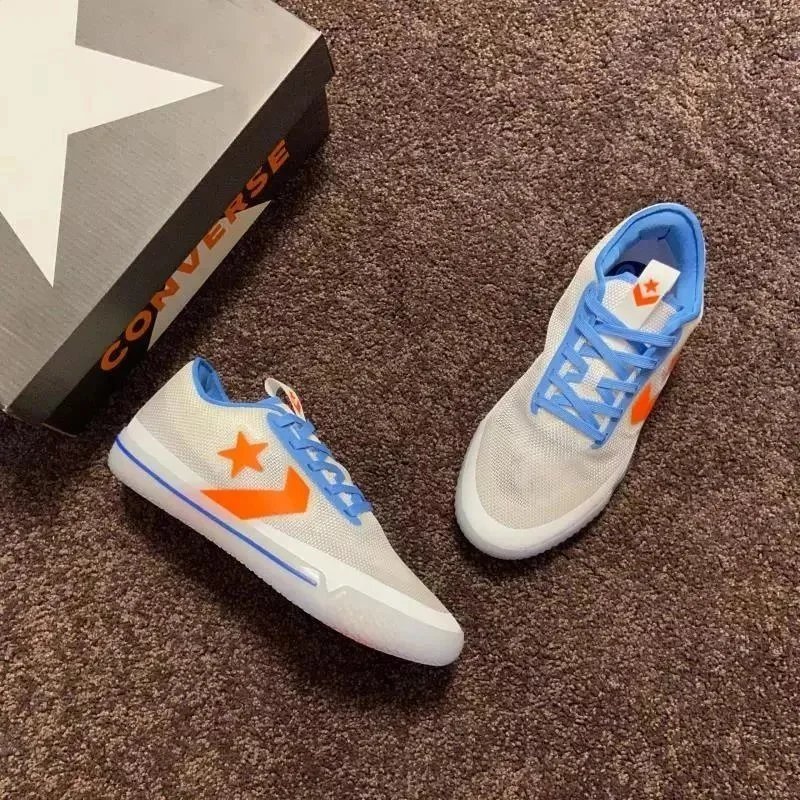 Converse Sneakers Low-Top Basketball with Star Chevron Logo — All Star White, blue, orange