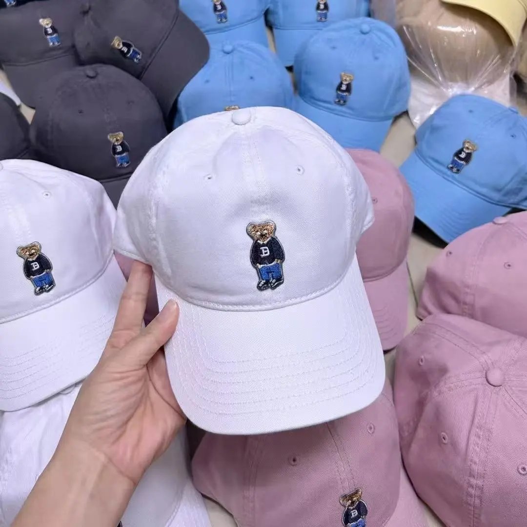 Polo Ralph Lauren Bear Embroidery Dad Hat White Navy Blue Gray Pink Beige Casual Cap