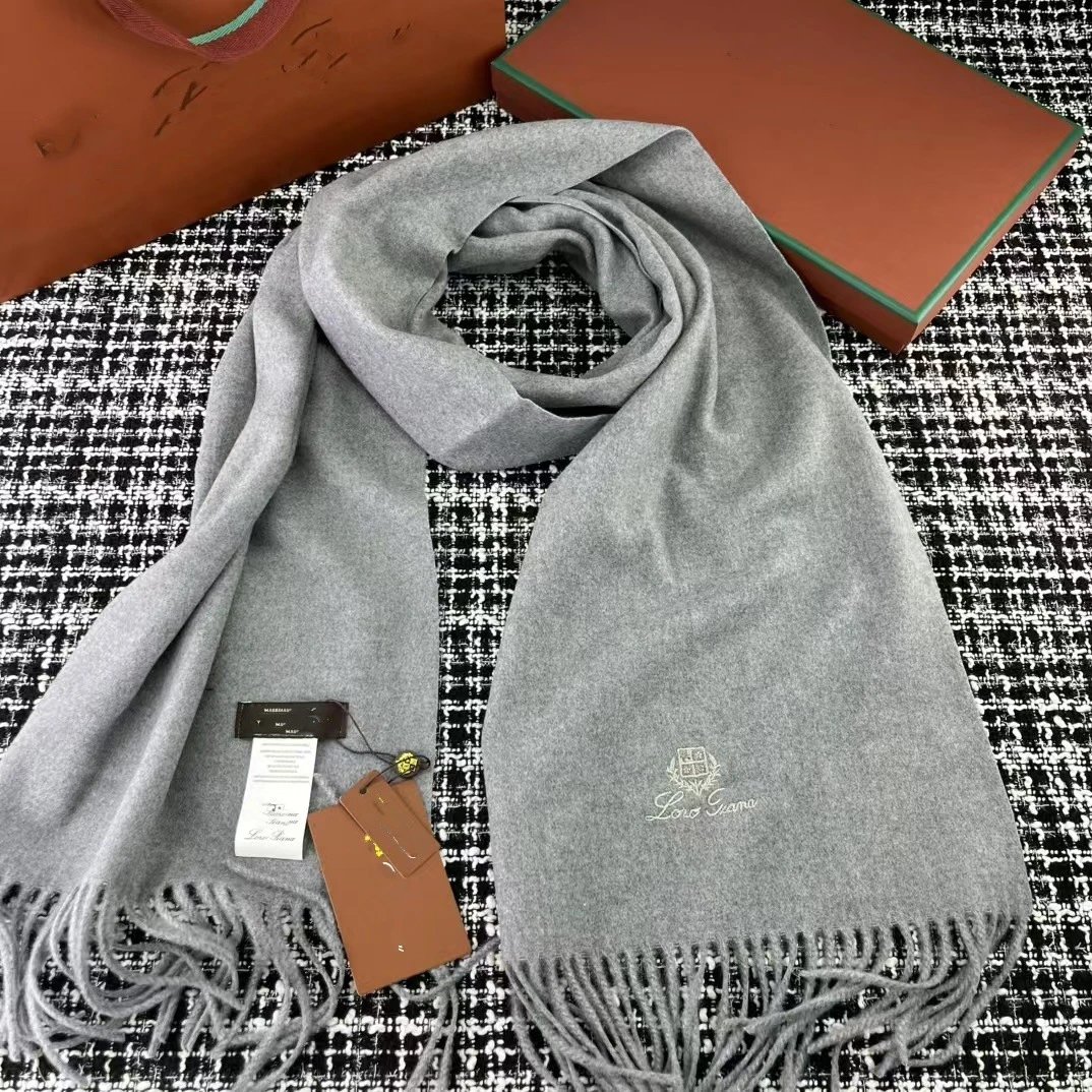 Luxury Cashmere Scarf Neutral Tone Classic Fringed Wrap